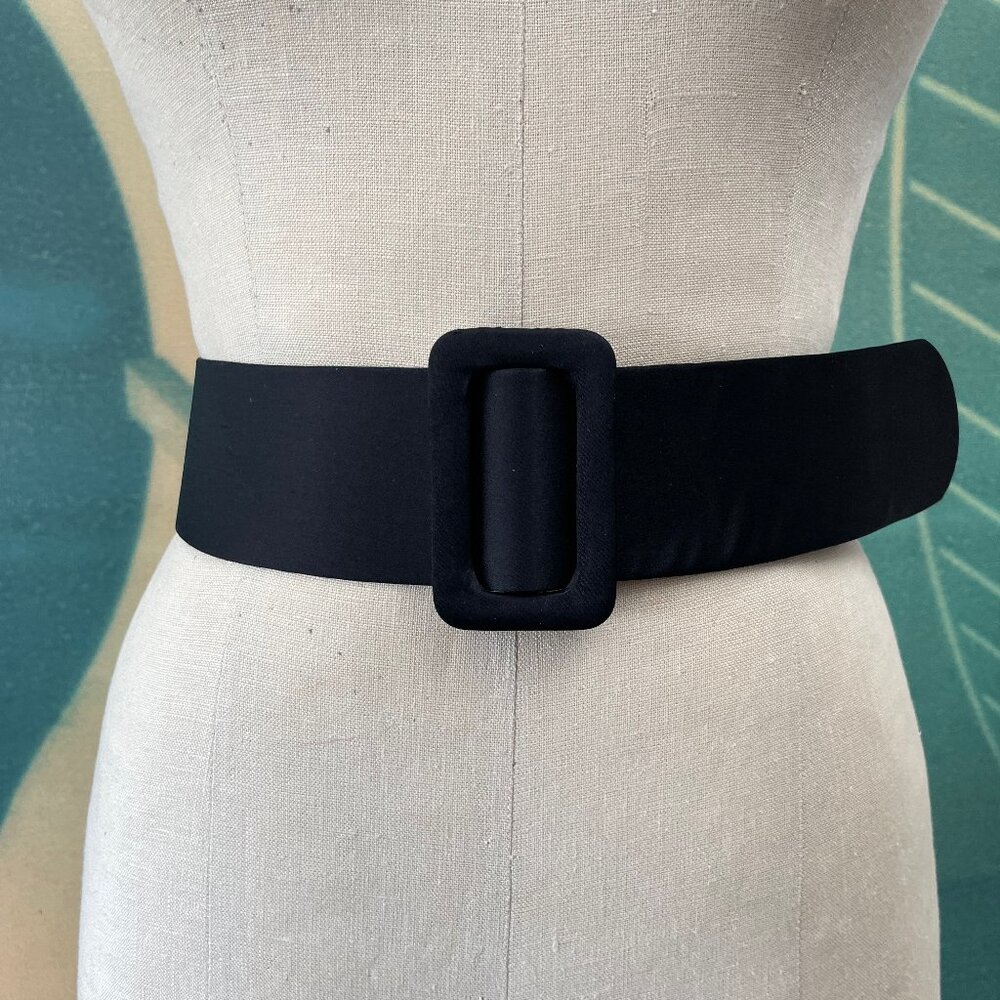 Wide black satin belt